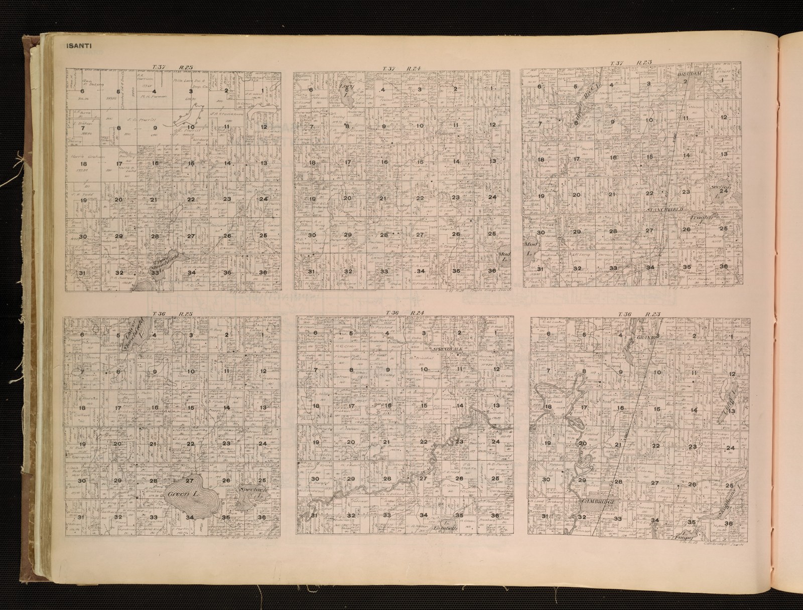 Historical map showing Isanti and Cambridge, from the heritage atlas collection
